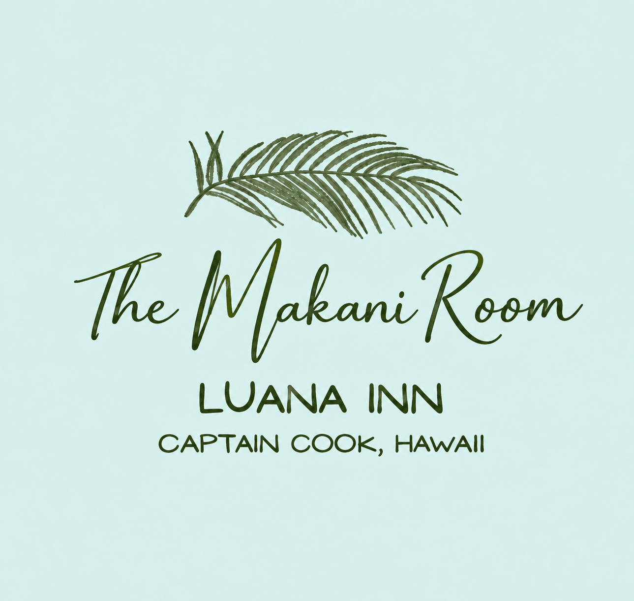 Logo for "The Makani Room" at Luana Inn in Captain Cook, Hawaii, featuring a palm leaf design.